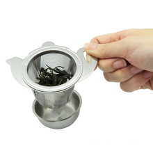 Colador de té de acero inoxidable con plato s/s